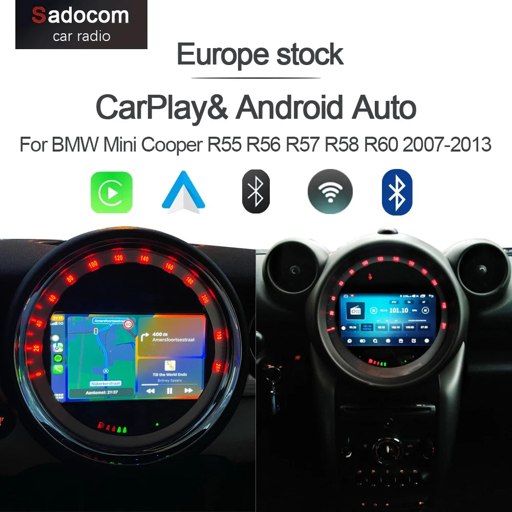 Wireless Carplay DSP 7 " Android 14.0 Car Radio Player multimedia navigation For BMW Mini Cooper R55 R56 R57 R58 R60 2007-2013