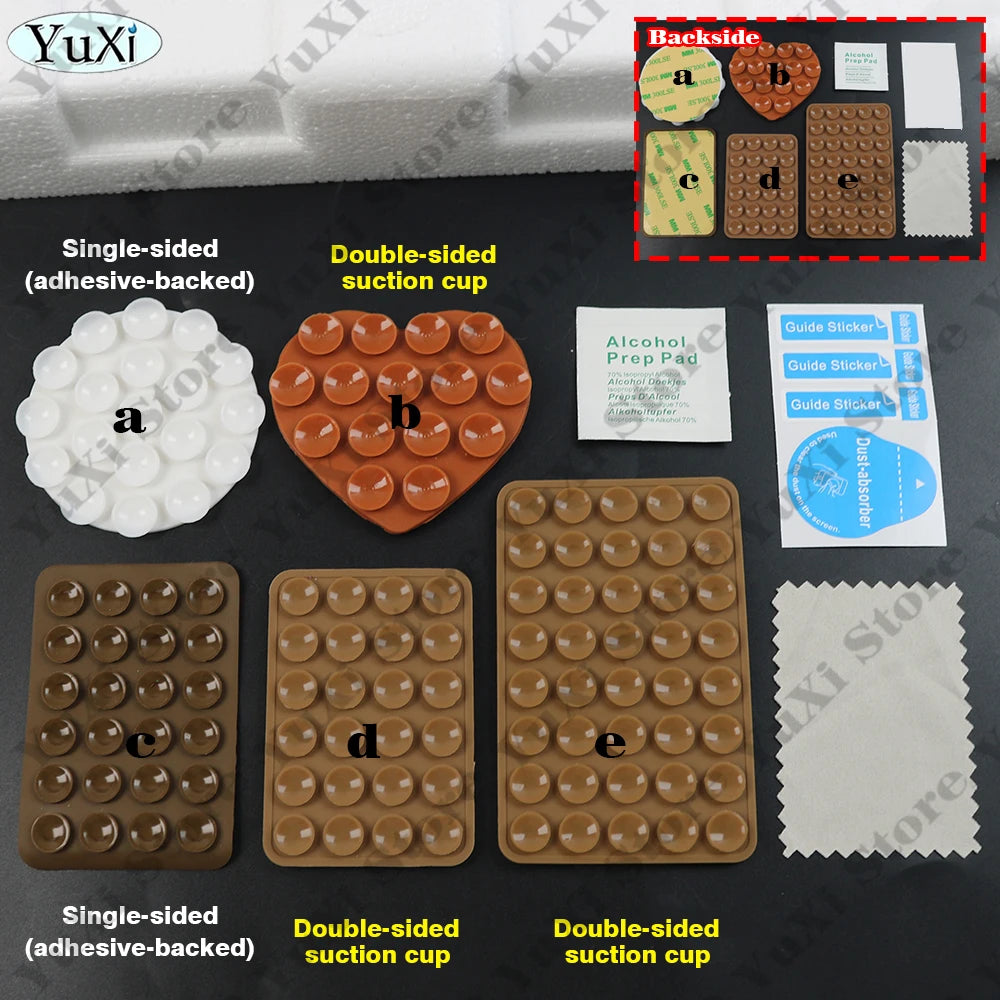 YuXi 5in1 Silikon Vantuz Seti – Tek & Çift Taraflı, Telefon Tutucu, Duvar & Masa Sabitleme