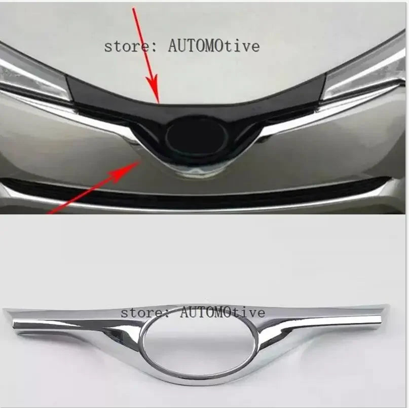 For Toyota C-HR CHR 2017 2018 2019 2020 2021 Car Sticker Cover Detector ABS Chrome Trim Front Bottom Grid Grill Grille Hood 1pcs