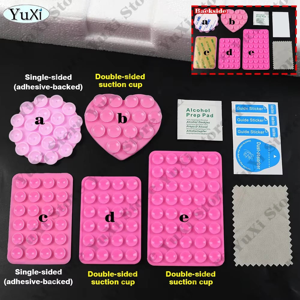 YuXi 5in1 Silikon Vantuz Seti – Tek & Çift Taraflı, Telefon Tutucu, Duvar & Masa Sabitleme