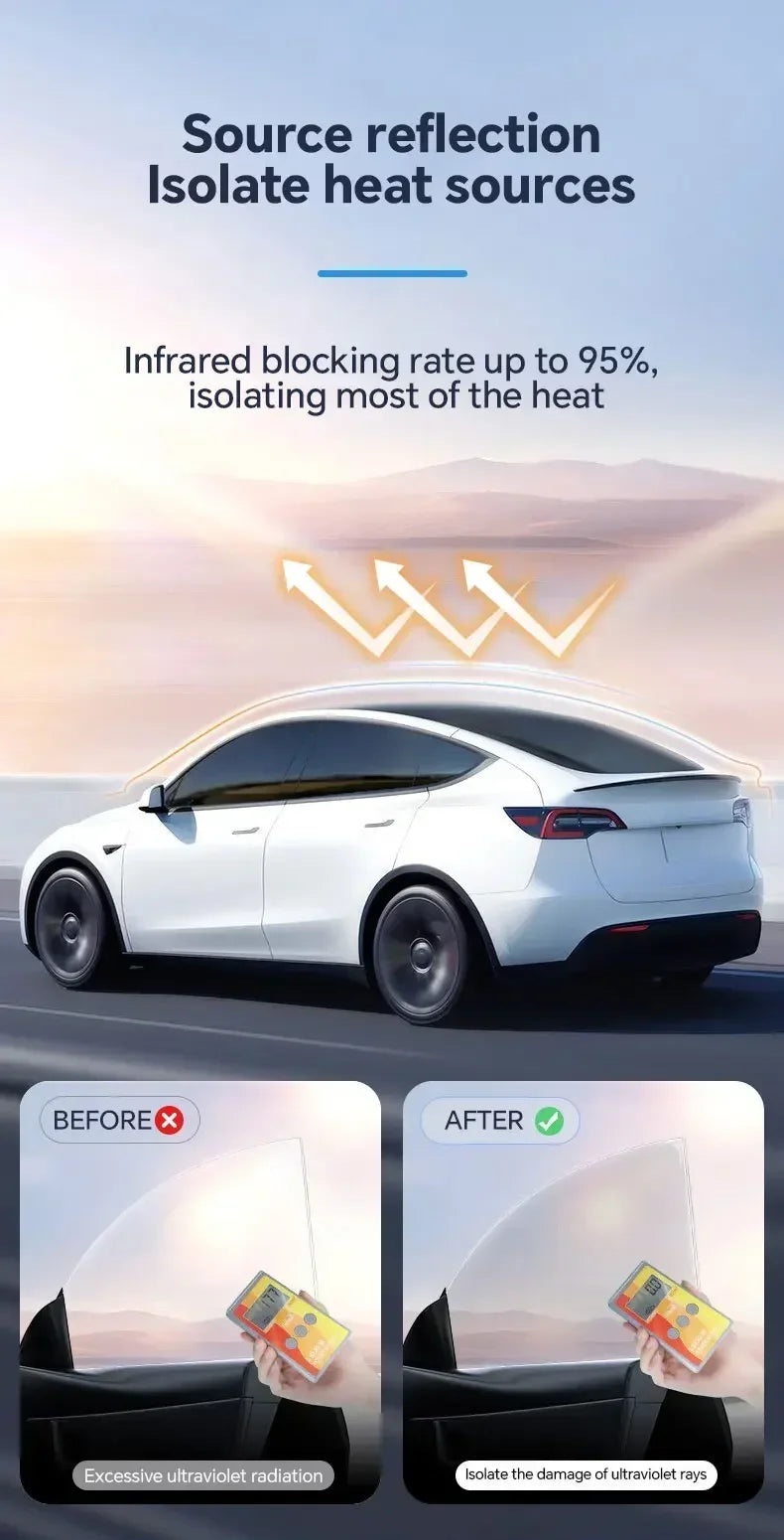 For Tesla Model 3 UP Pre-cut Window Privacy Tint Film One Way Solar UV Protector Heat Rejection Car Glass Sticker Summer