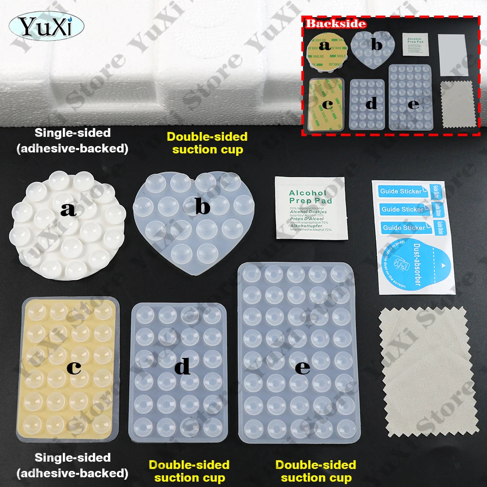 YuXi 5in1 Silikon Vantuz Seti – Tek & Çift Taraflı, Telefon Tutucu, Duvar & Masa Sabitleme