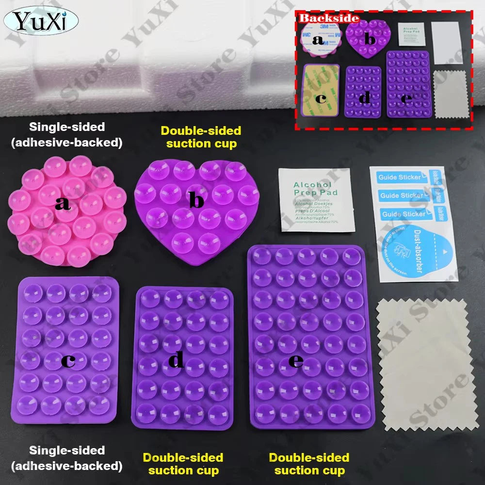 YuXi 5in1 Silikon Vantuz Seti – Tek & Çift Taraflı, Telefon Tutucu, Duvar & Masa Sabitleme