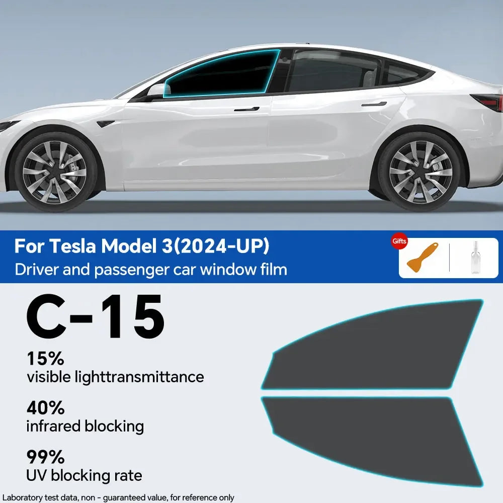 For Tesla Model 3 UP Pre-cut Window Privacy Tint Film One Way Solar UV Protector Heat Rejection Car Glass Sticker Summer