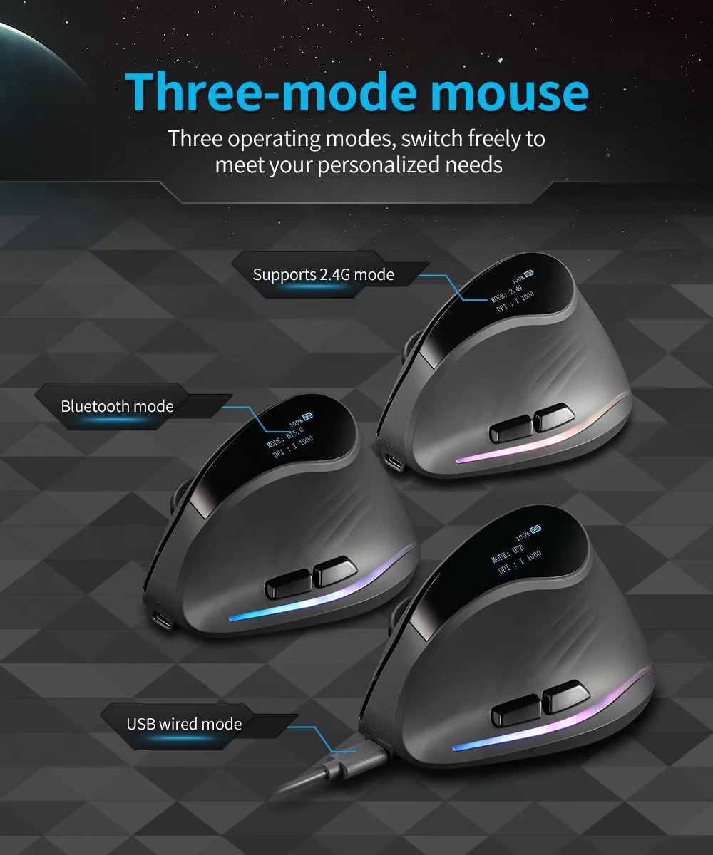 Lefon 2.4G Ergonomik Şarj Edilebilir Kablosuz Dikey Mouse - PC, Laptop ve MacOS Uyumlu (F35C/F35B/F35)