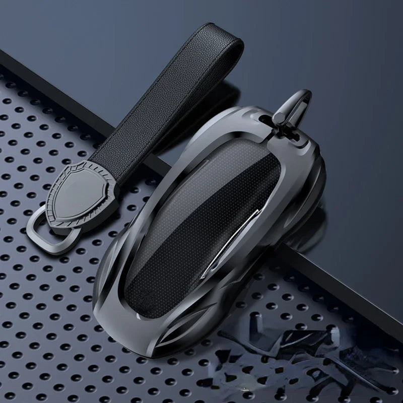 For Tesla Model 3 Y S Model X Zinc Alloy Black Car Key Protection Shell Cartoon Smart Remote Key Cover Car Accessories