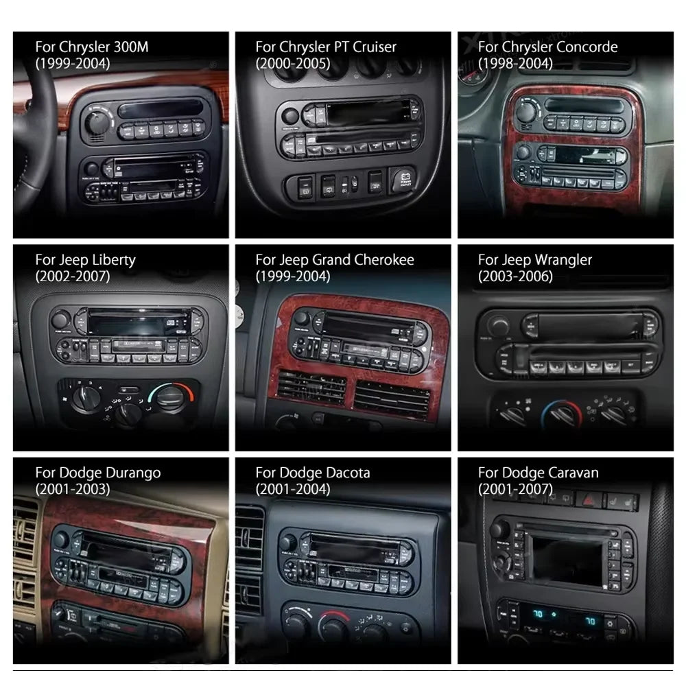 Carplay Android 14 12G ram Car Player multimedia navigation GPS WIFI For JEEP Grand Cherokee Liberty Wrangler Chrysler 2002-2006