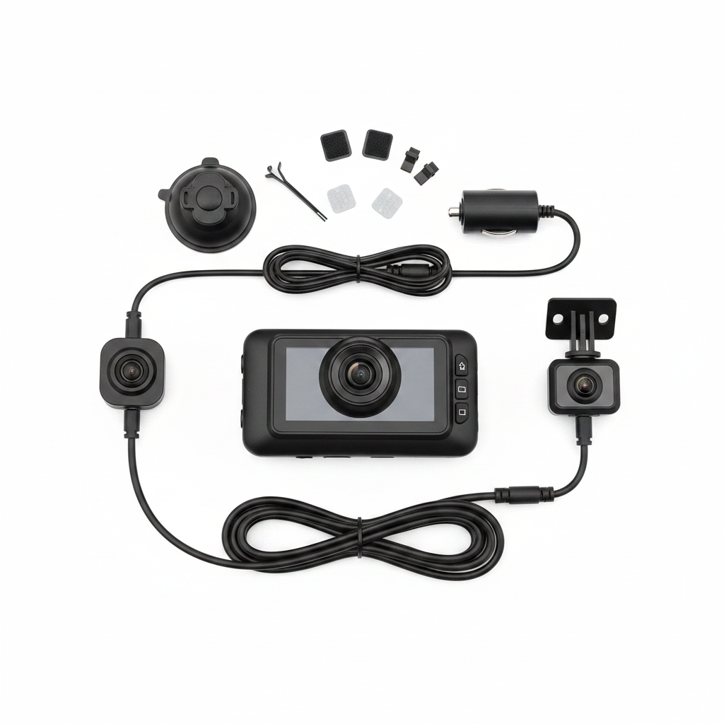 Yeni HD 1080P Üç Kayıtlı Araç Kamerası WiFi Bağlantılı Kızılötesi Gece Görüşü Park İzleme Geri Görüş