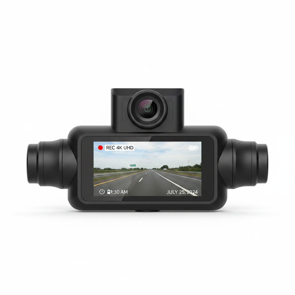 Yeni HD 1080P Üç Kayıtlı Araç Kamerası WiFi Bağlantılı Kızılötesi Gece Görüşü Park İzleme Geri Görüş