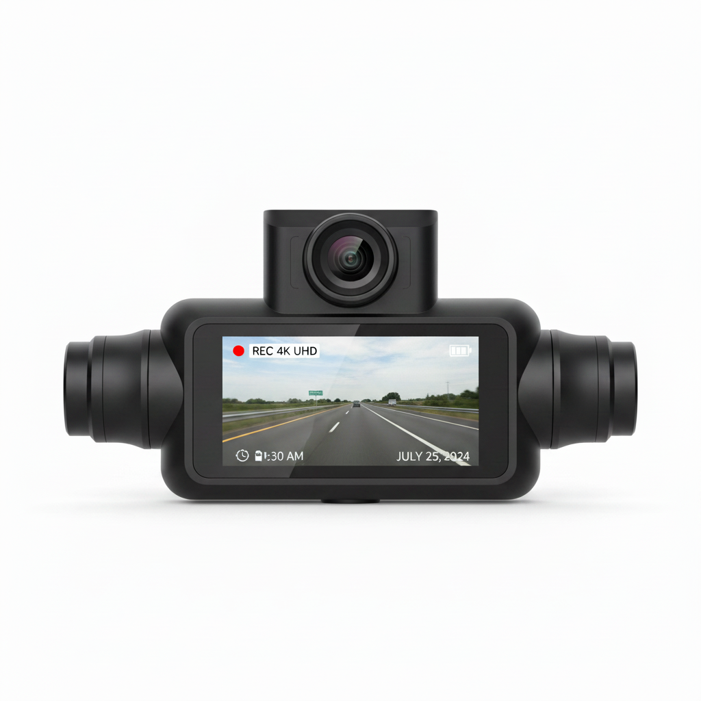 Yeni HD 1080P Üç Kayıtlı Araç Kamerası WiFi Bağlantılı Kızılötesi Gece Görüşü Park İzleme Geri Görüş